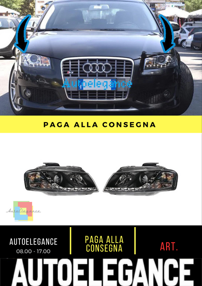 ⭐Set Front Headlights KLARGL. BLACK Suitable For Audi A3 03-08⭐