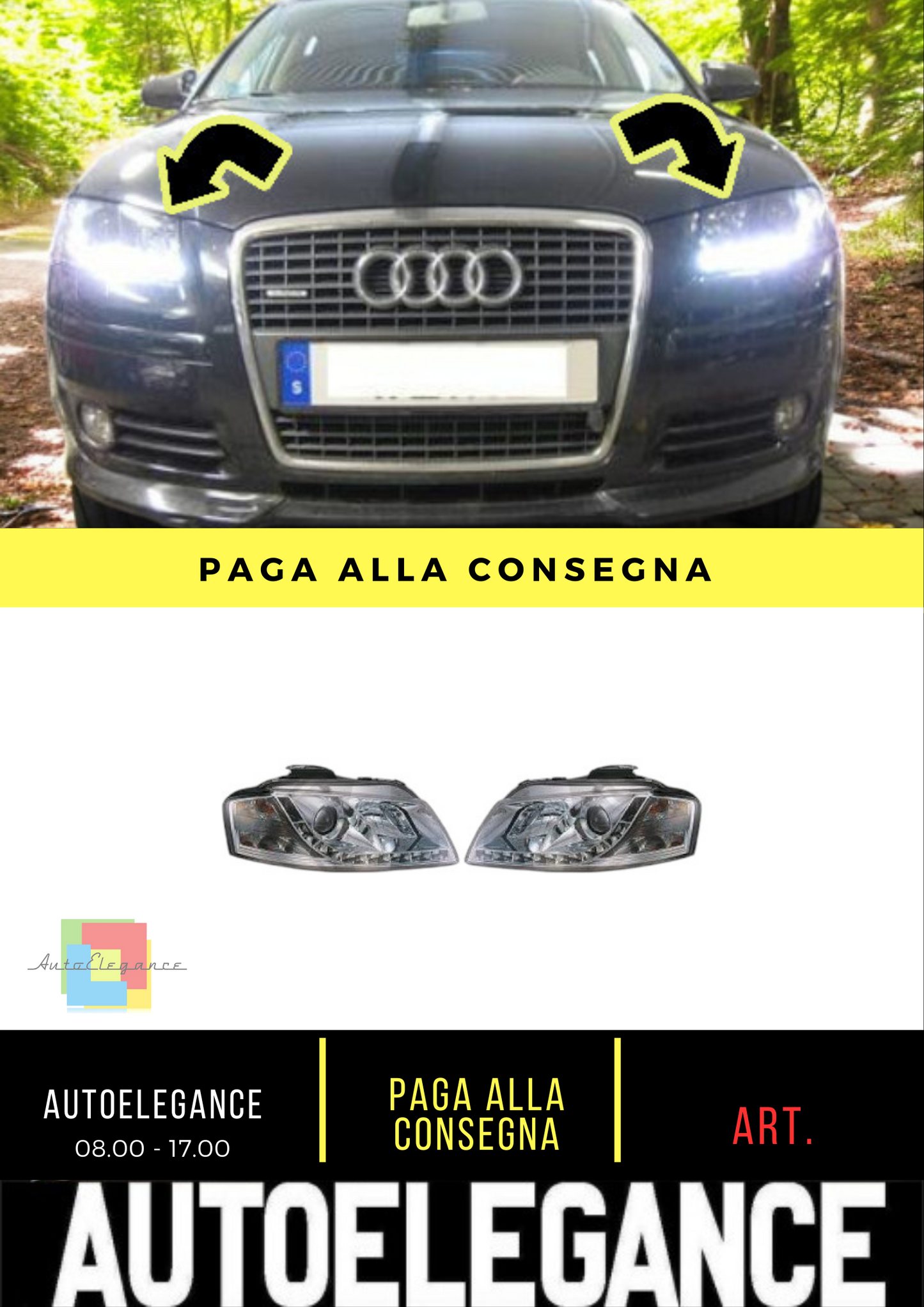 ⭐Set fari Anteriore KLARGL./CHROM Adatto Per Audi A3 03-08⭐
