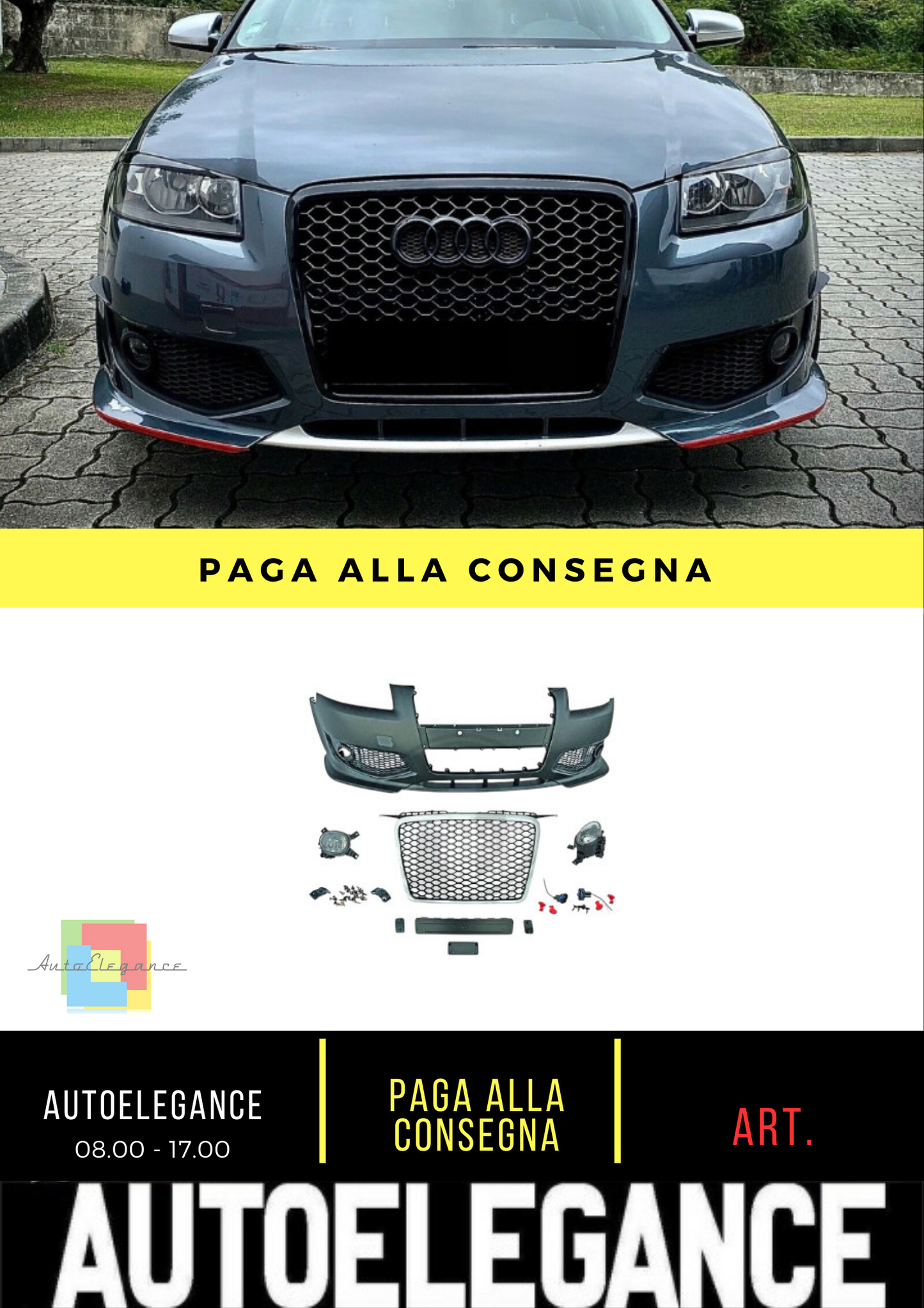 ⭐Paraurti Anteriore Adatto Per Audi A3 03-08 LOOK RACING⭐