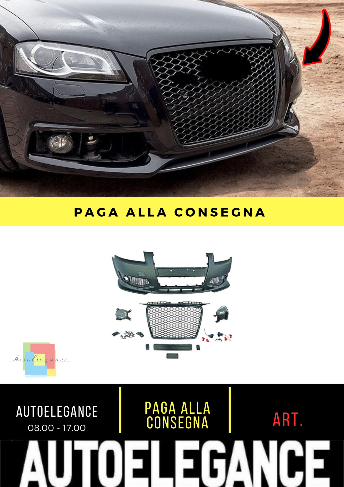 ⭐Paraurti Anteriore Adatto Per Audi A3 03-08 LOOK RACING,⭐