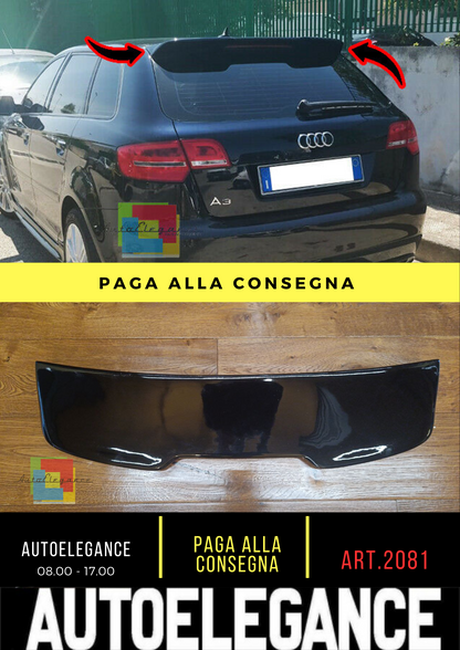 ⭐2081 SPOILER ADATTO PER AUDI A3 8P 2004-2012 5D SPORTBACK LOOK RS3 NERO LUCIDO⭐