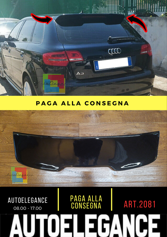⭐2081 SPOILER SUITABLE FOR AUDI A3 8P 2004-2012 5D SPORTBACK LOOK RS3 GLOSSY BLACK⭐