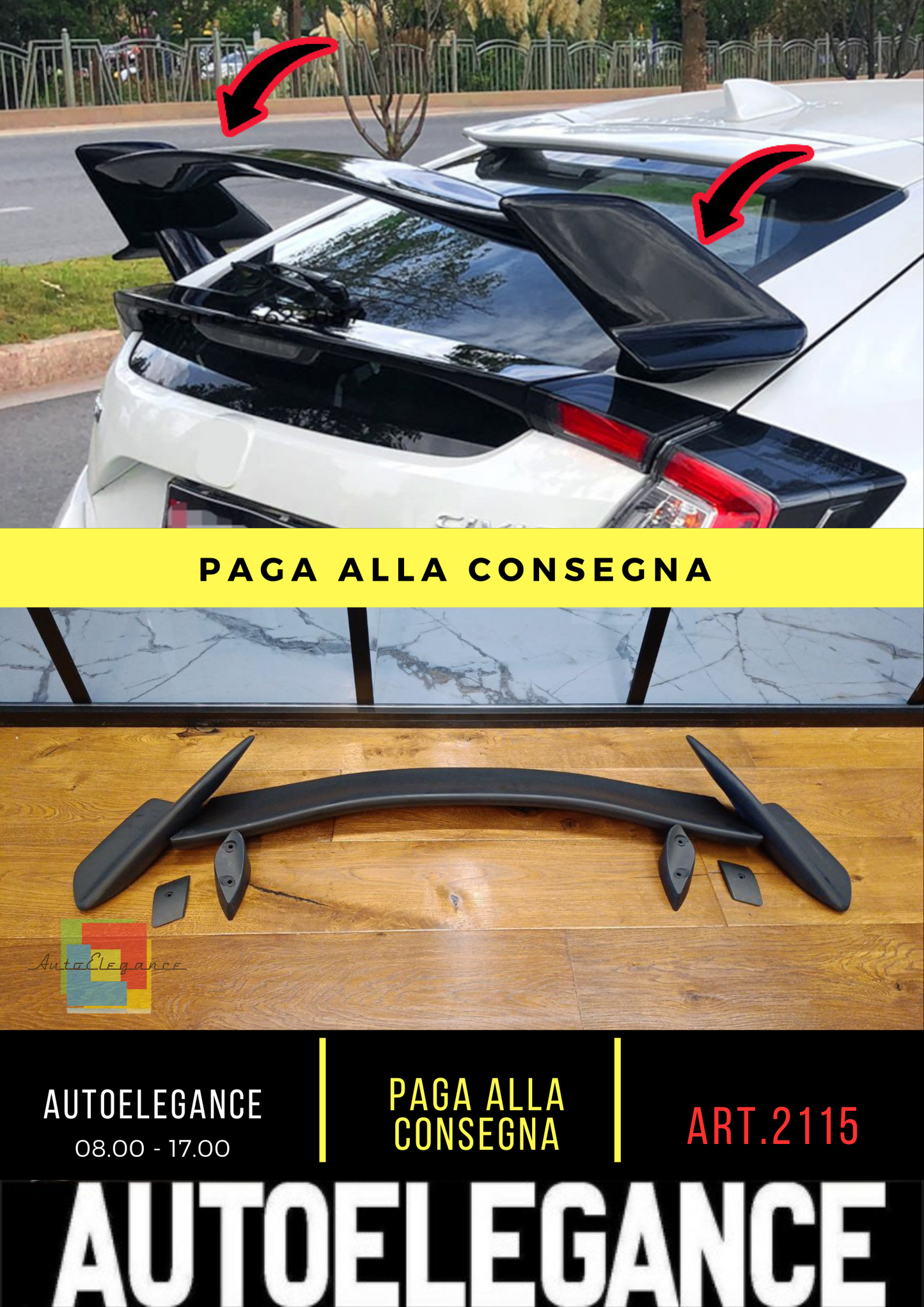 ✨2115 SPOILER ADATTO PER Honda Civic 10 hatchback 2015-2021 GREZZO✨