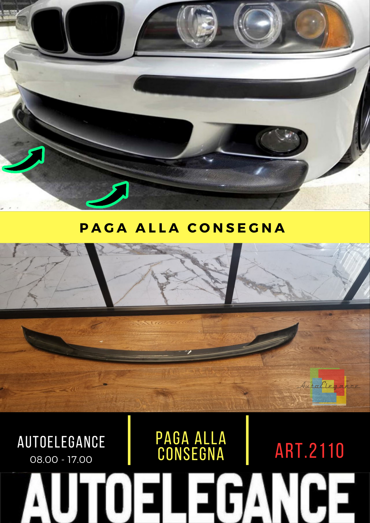 ⭐2110 SPLITTER ADATTO PER BMW SERIE 5 E39 1995-2003 MSPORT NERO LUCIDO⭐