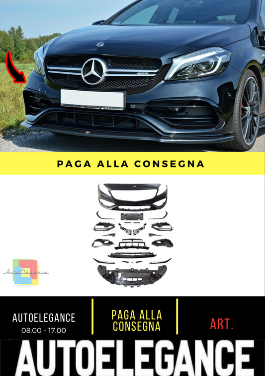 ⭐Paraurti anteriore A45 AMG Facelift Look con SRA per Mercedes Classe A W176⭐