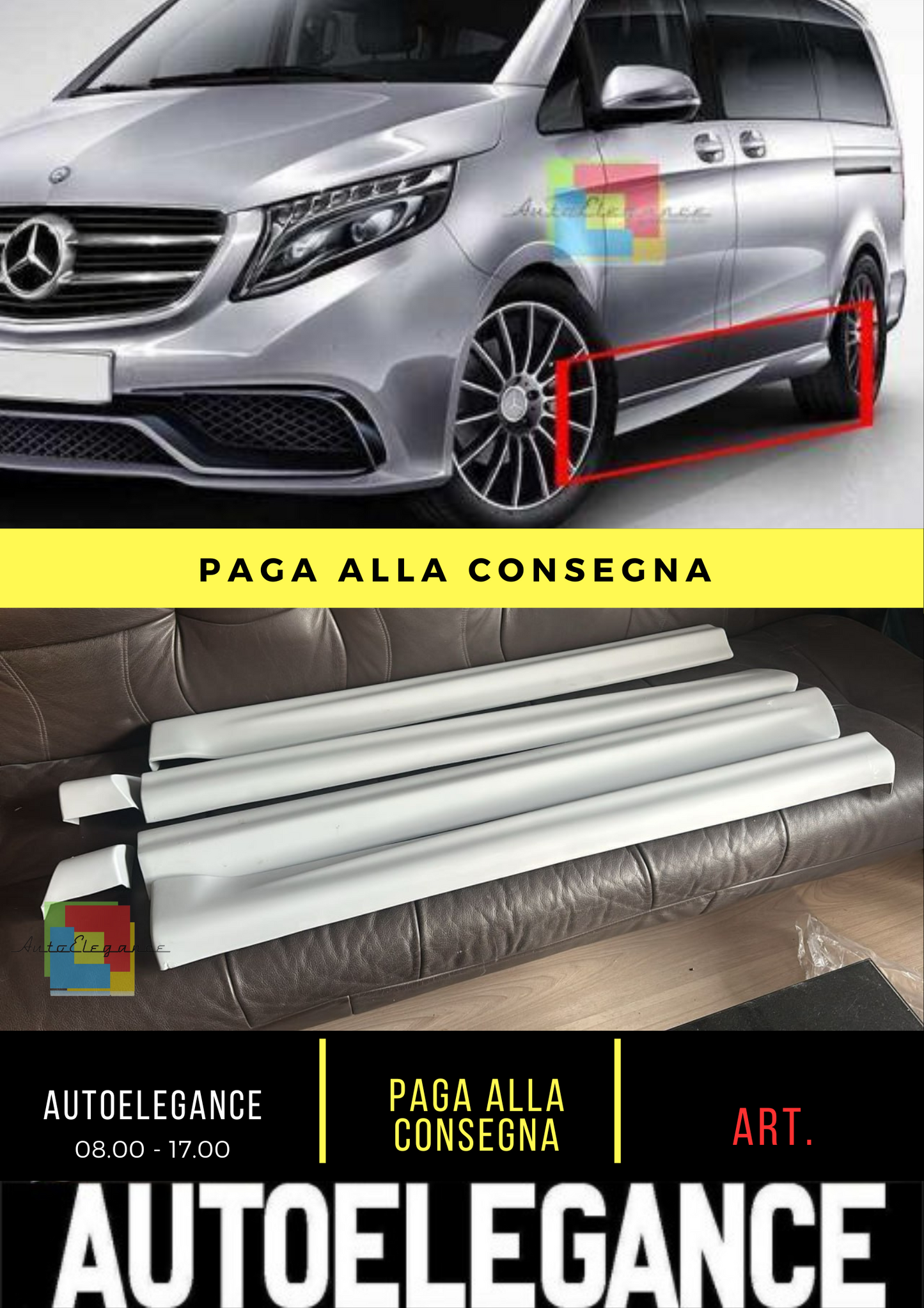 💥MERCEDES VITO W447 2014+ MINIGONNE LATERALI SOTTO PORTA LOOK TUNING💥