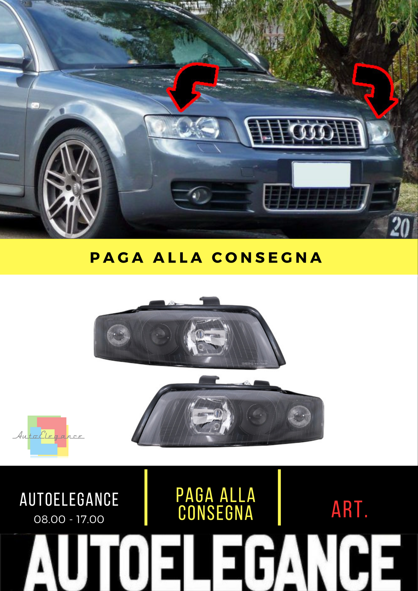 ⭐Headlights suitable for Audi A4 B6 (2000-2004) RHD or LHD Black⭐