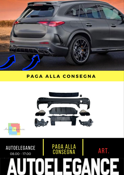 ⭐Diffusore + terminali di scarico NERO 63 AMG LOOK Adatto Per Mercedes X254 GLC⭐