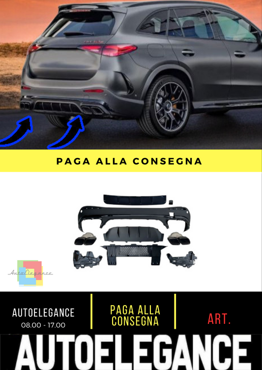 ⭐Diffusore + terminali di scarico NERO 63 AMG LOOK Adatto Per Mercedes X254 GLC⭐