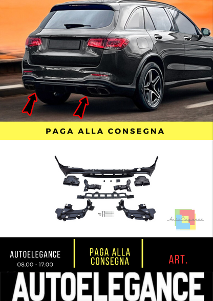 🔥Diffusore sportiva con terminali di scarico adatto per Mercedes GLC X253🔥