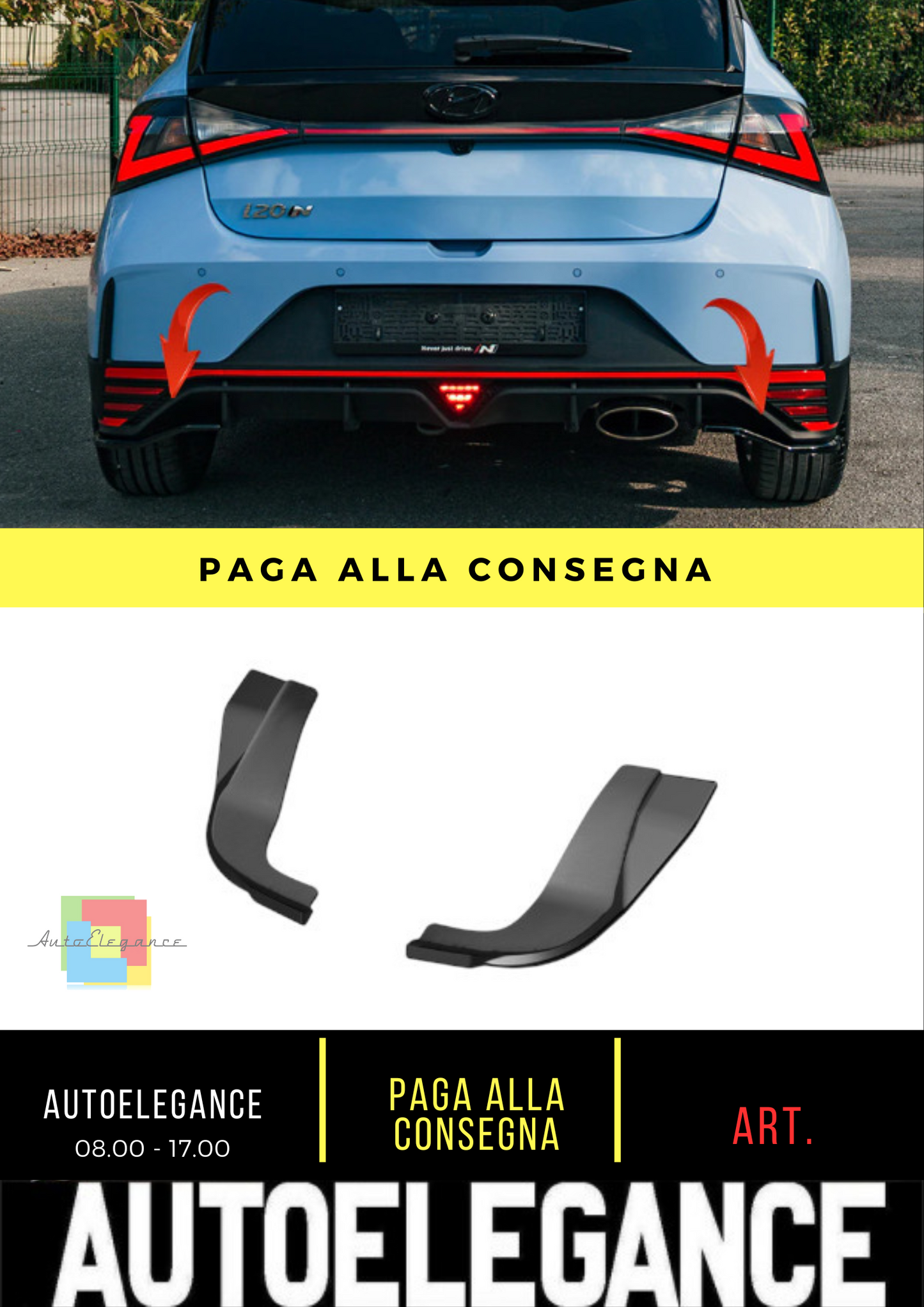 ⭐SPLITTER LATERALE POSTERIORE ADATTO PER HYUNDAI I20 N Mk3 2020+⭐