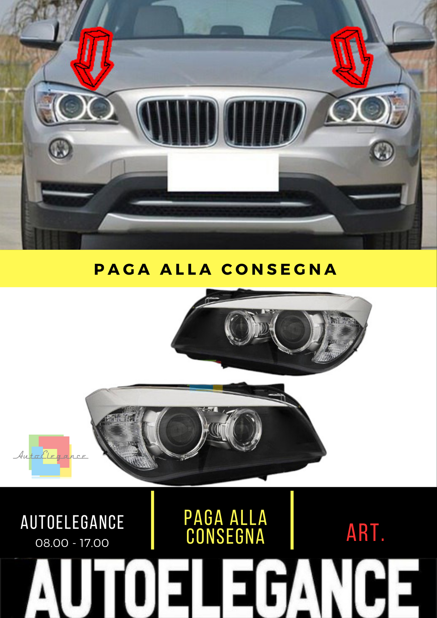 🔥BMW X1 E84 FARI ANTERIORI ANGEL EYES LED H7 LENTICOLARI xenon look🔥