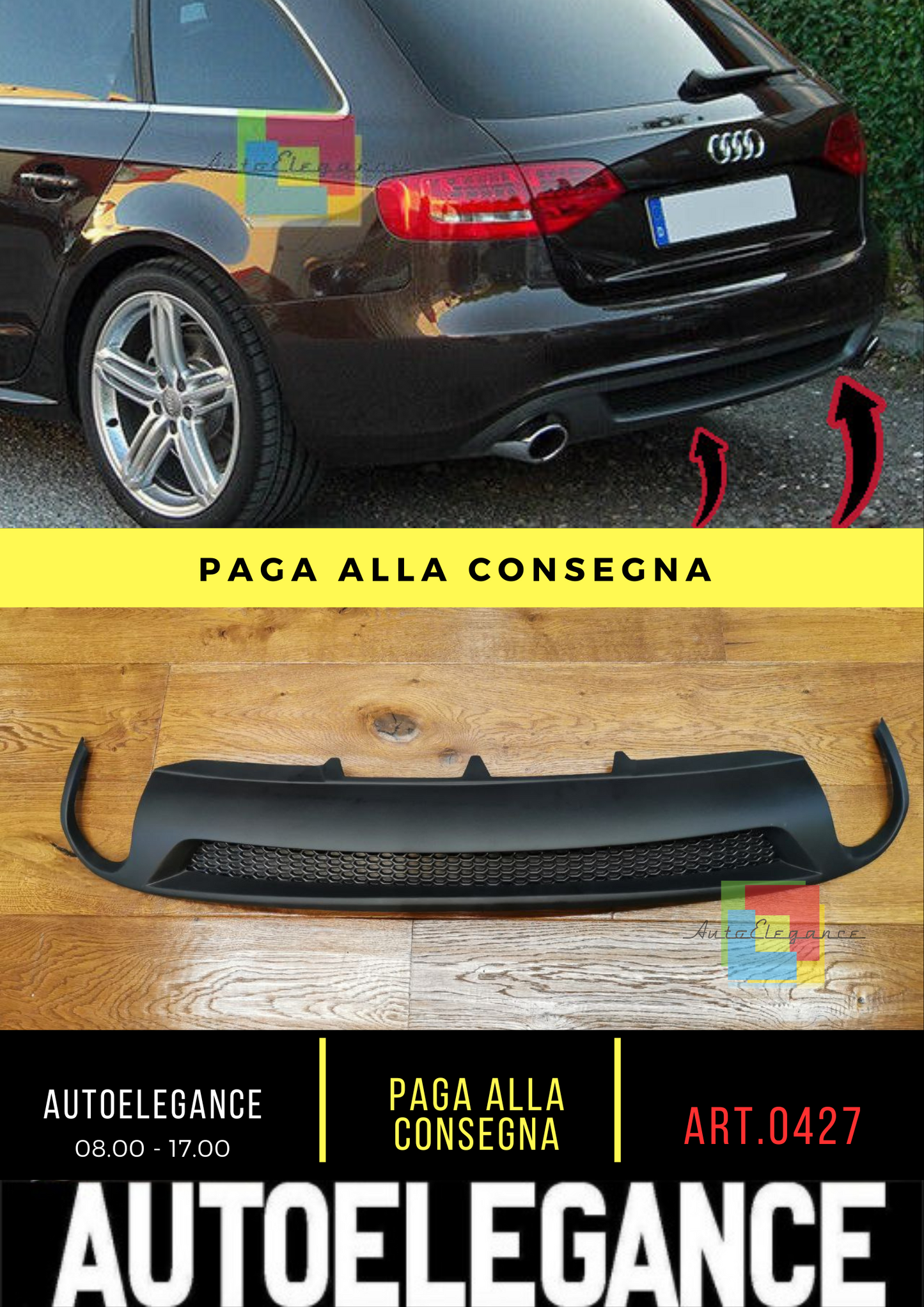 ⭐0427 DIFFUSORE ADATTO PER AUDI A4 B8 2007-2011 STANDARD LOOK SLINE 1+1⭐