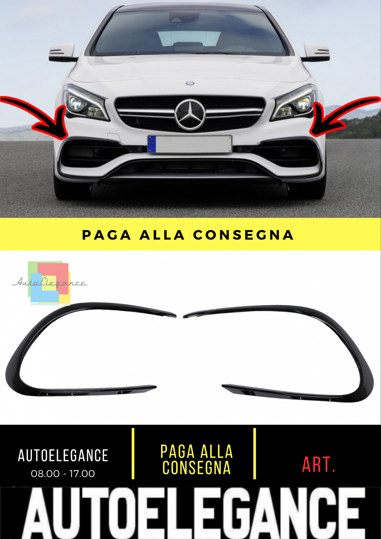 Alette paraurti anteriori Pinne laterali Flics adatto per Mercedes CLA W117 C117