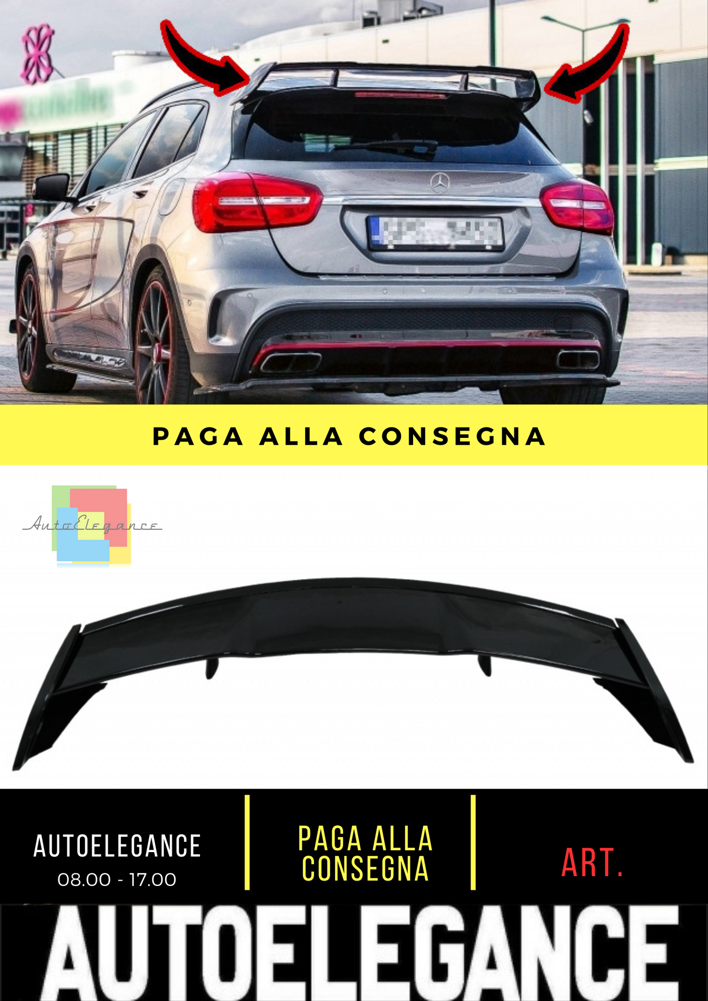 🔥SPOILER ADATTO PER Mercedes GLA X156 (2014-2019) GLA45 Design Piano Black🔥