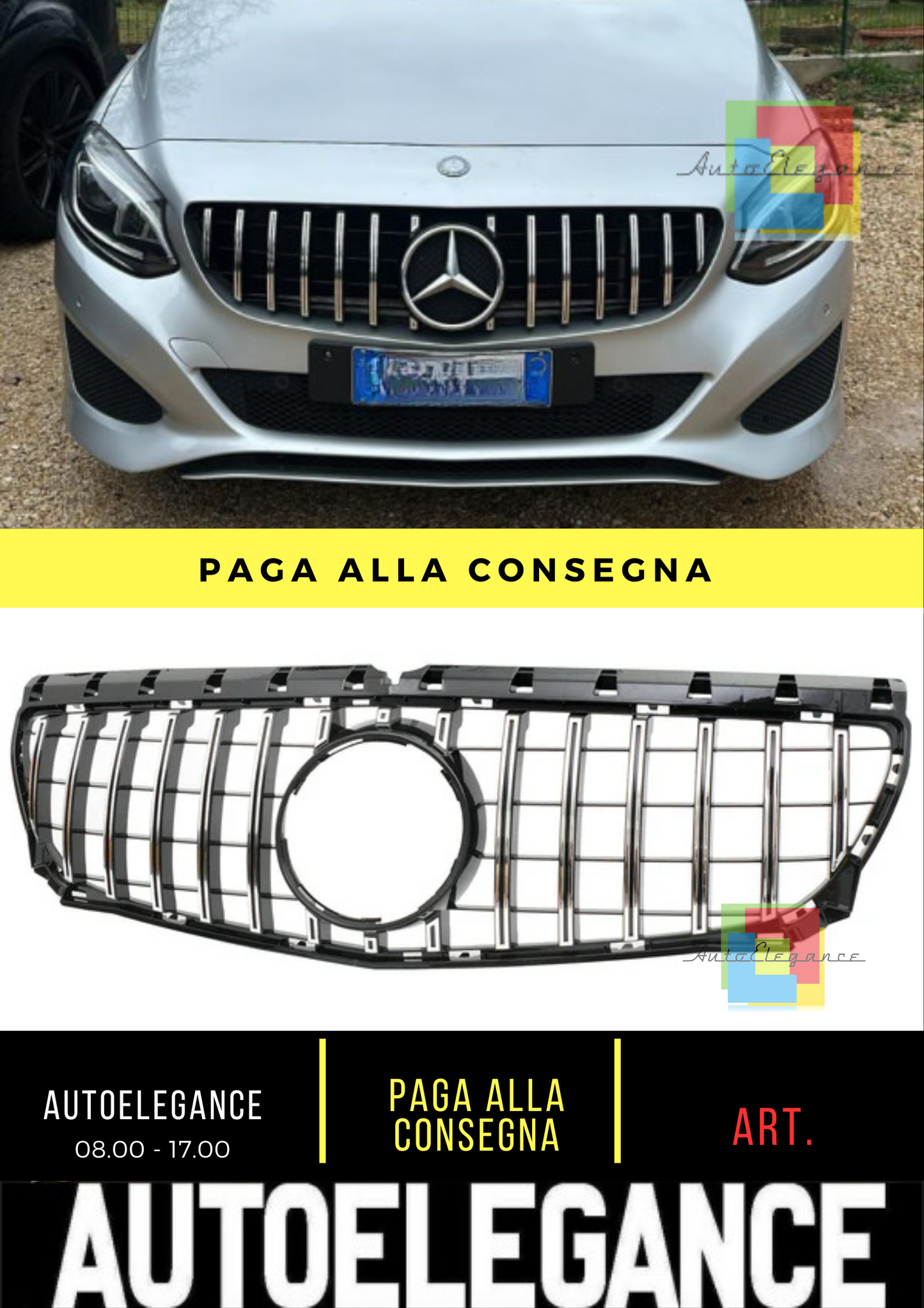 ⭐FRONT GRILLE SUITABLE FOR MERCEDES B CLASS W246 11-14 AMG GTR LOOK⭐ 