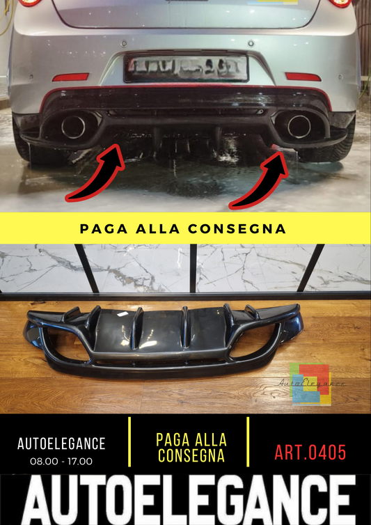 ⭐0405 DIFFUSER SUITABLE FOR ALFA ROMEO GIULIETTA QUADRIFOGLIO LOOK GLOSSY BLACK⭐ 
