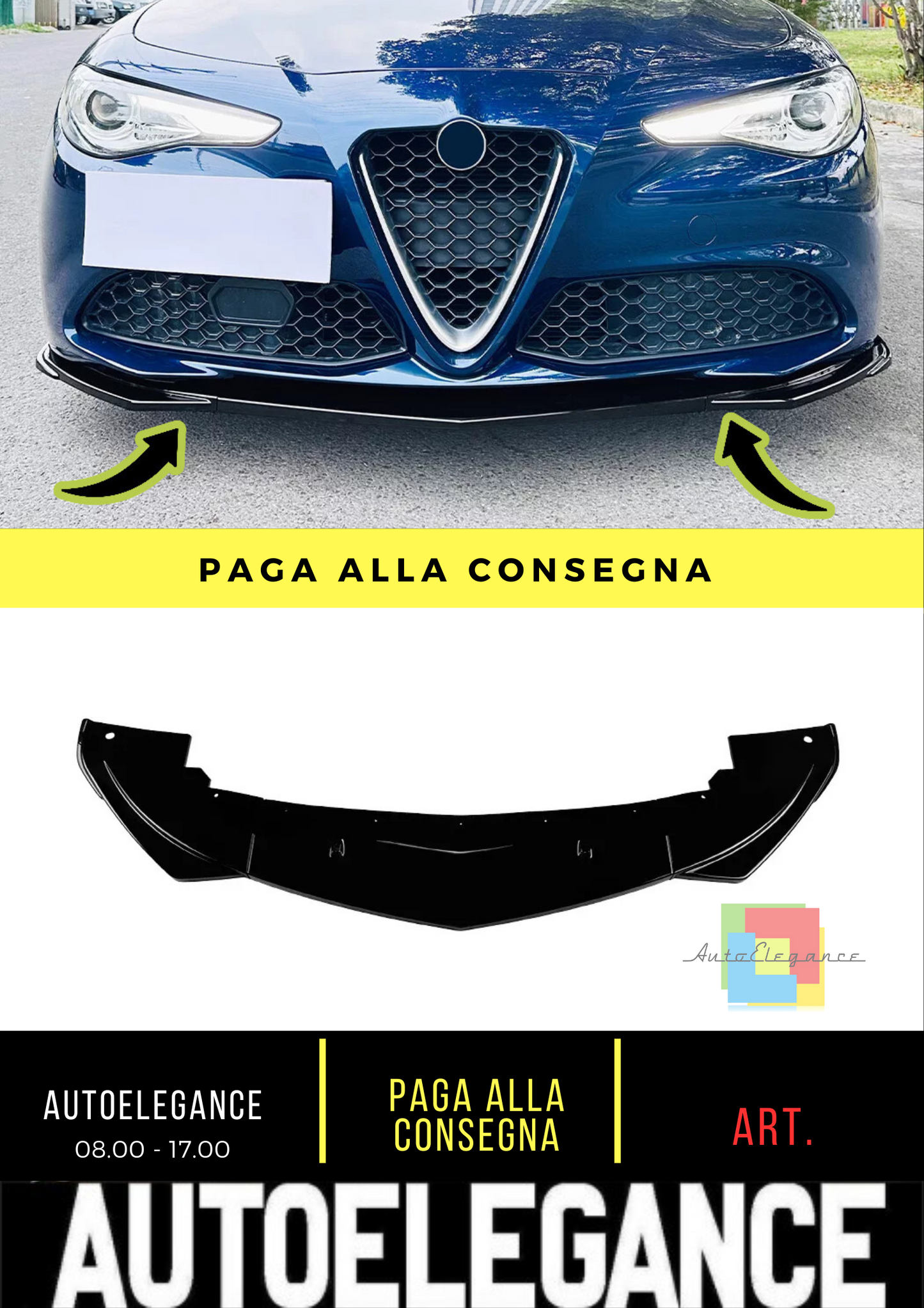 ❄️SPLITTER ADATTO PER Alfa Romeo Giulia 2016-2021 nero lucido❄️