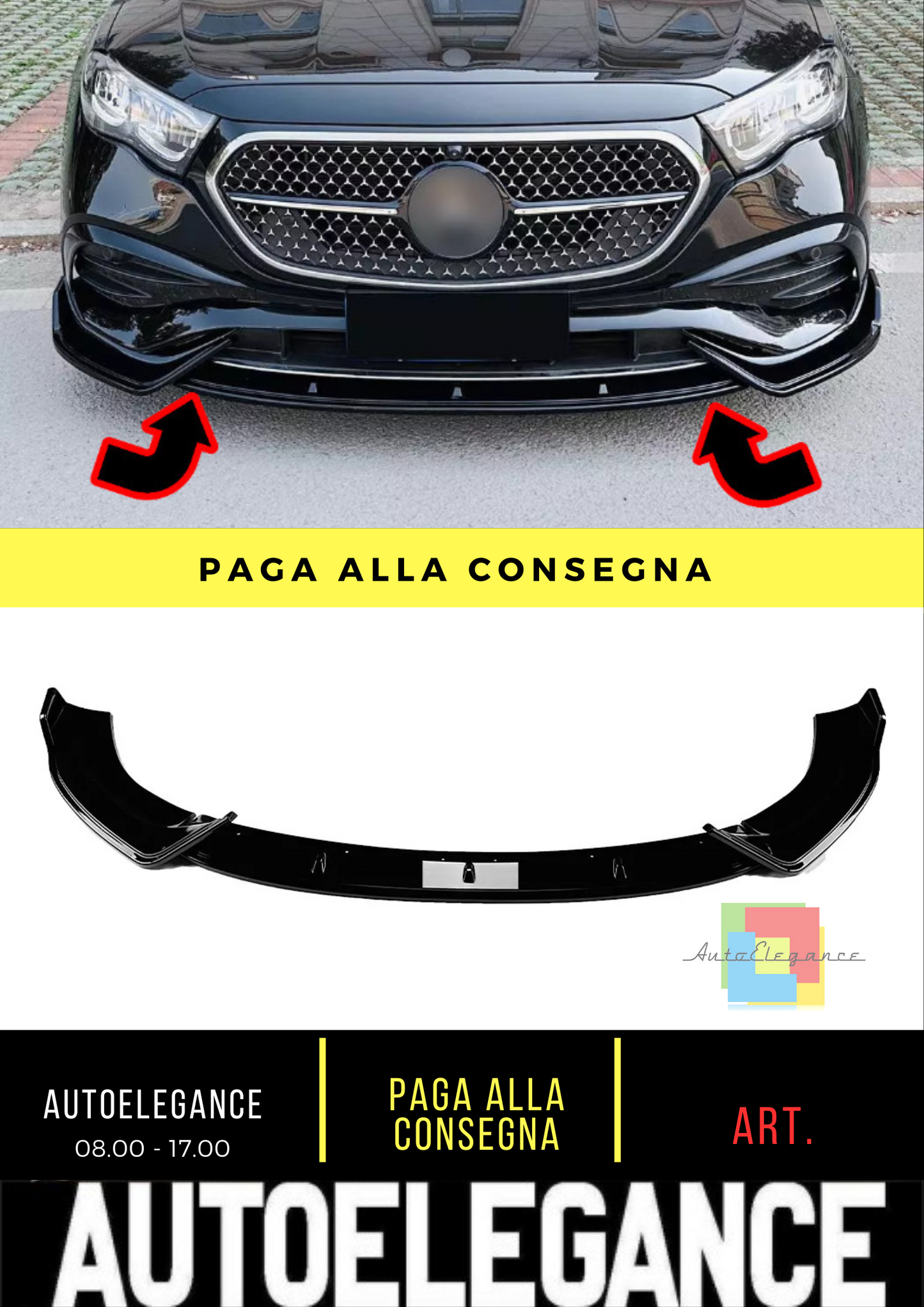 ⭐SPLITTER ANTERIORE ADATTO PER MERCEDES BENZ CLASSE E W214 amg-line 2024+⭐