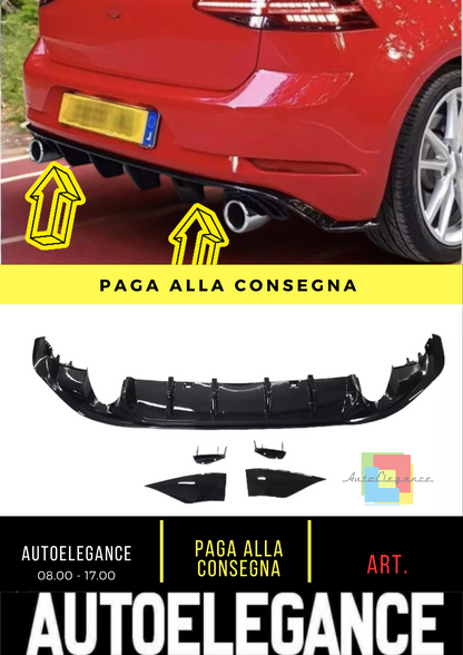 ✨DIFFUSORE POSTERIORE ADATTO PER VW Golf MK7.5 GTI Facelift 17-20 NERO LUCIDO✨