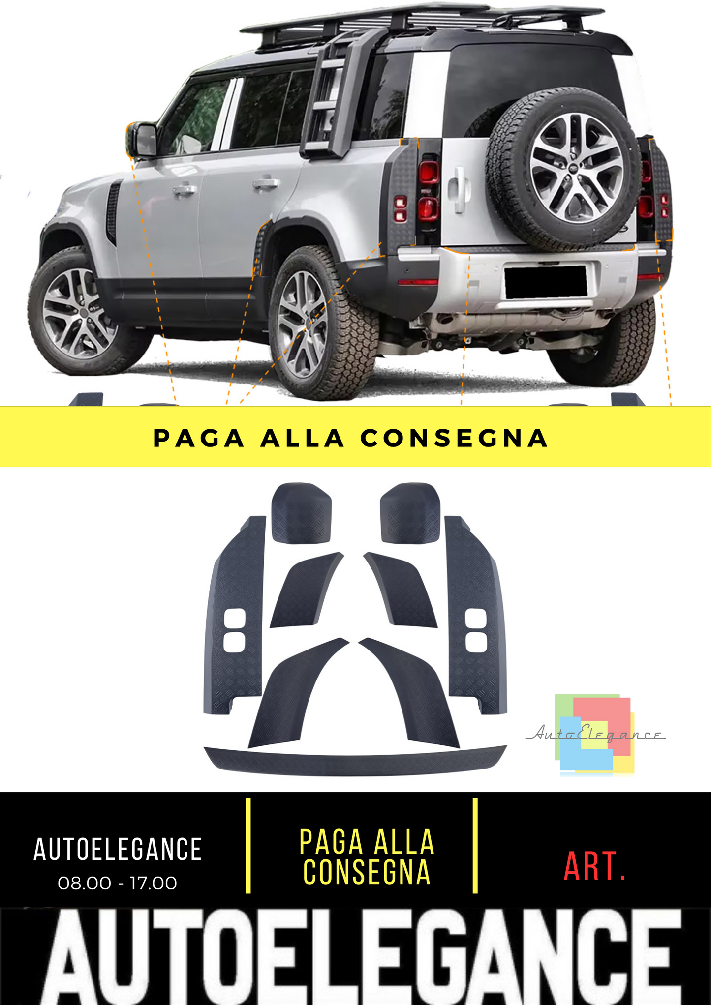 🔥Set Coperture Protettive Offroad Nero Opaco per Land Rover Defender L663 110🔥