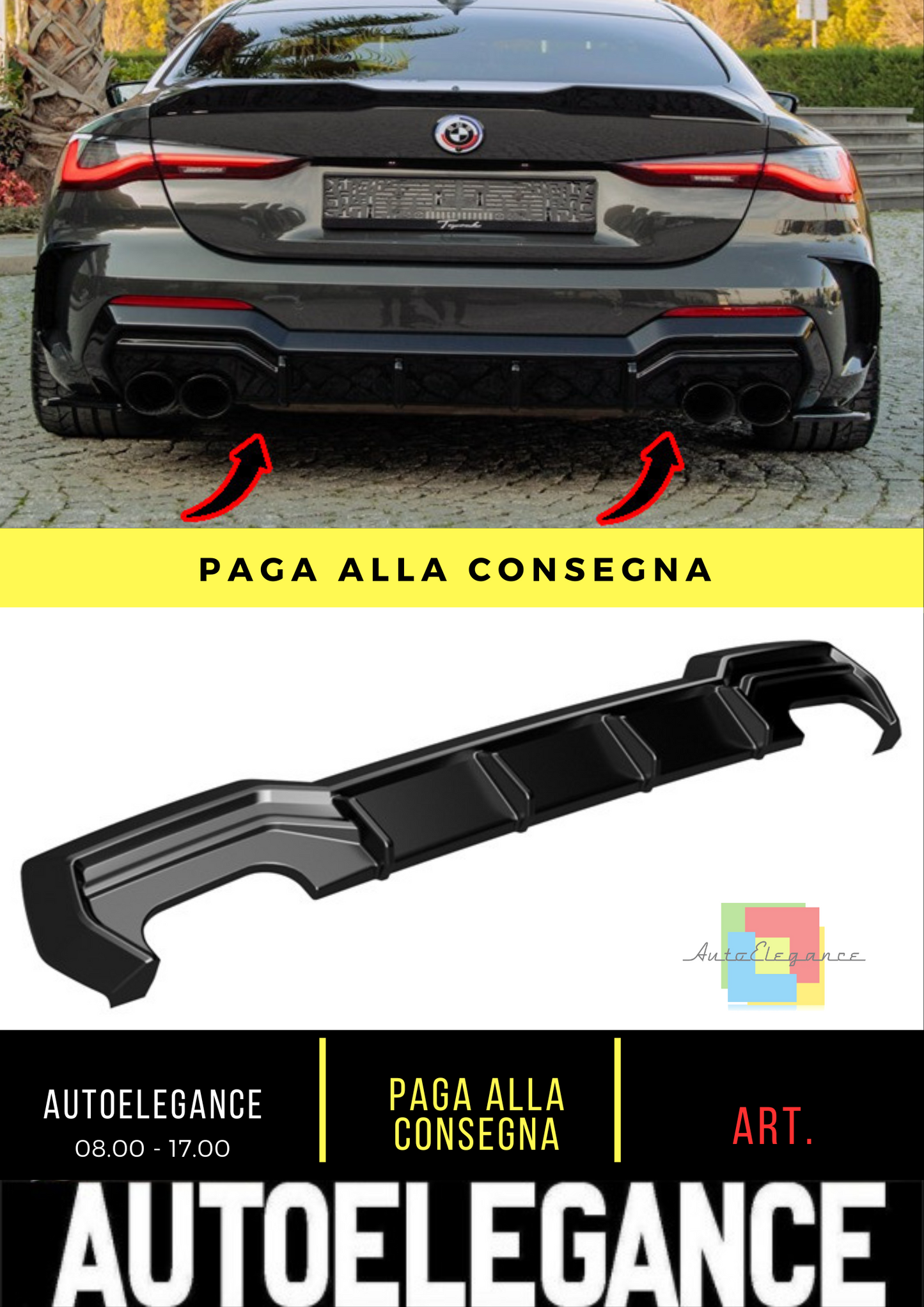 ⭐Diffusore ADATTO PER BMW 4 Series Coupe/Cabrio G22 M440i M-Pack 20-24 Facelift⭐