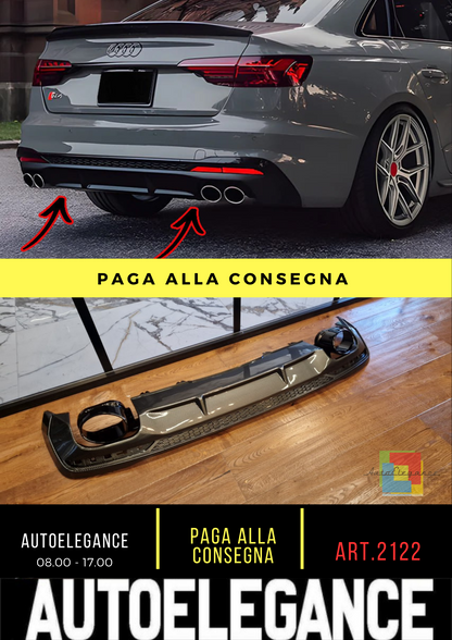 ⭐2122 DIFFUSORE ADATTO PER AUDI A4 B9 19+ SLINE CARBONIO LOOK TUNING+TERMINALI⭐
