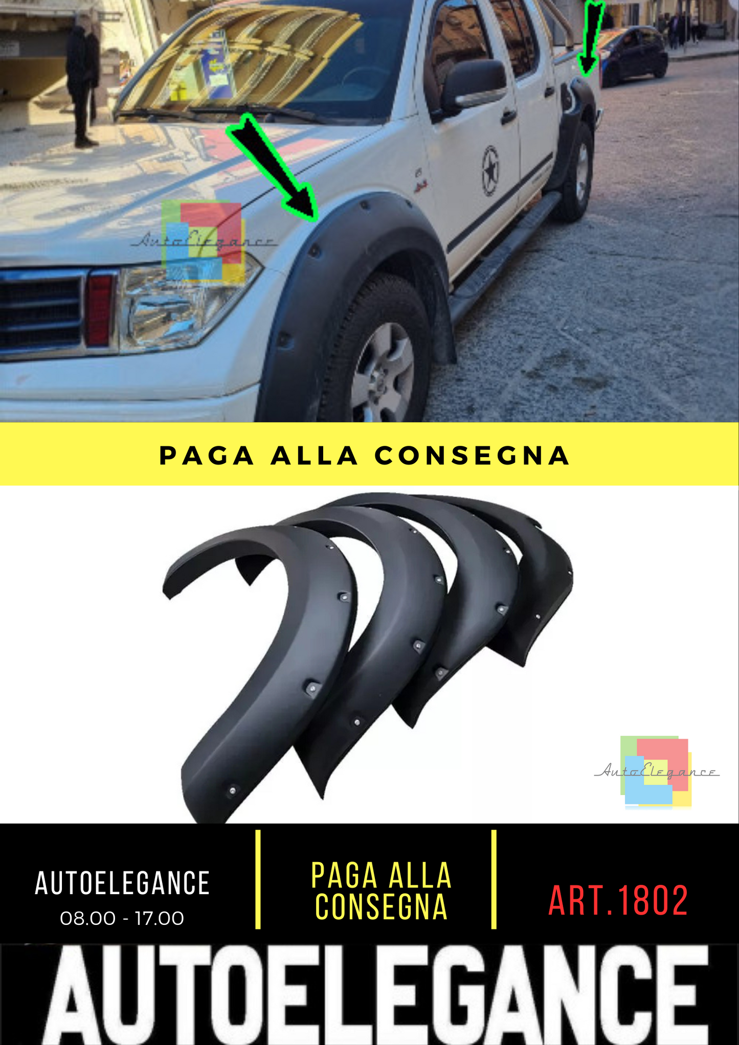 1802⭐PARAFANGHI ADATTO PER NISSAN NAVARA NP300 (D23) 14-17 NERO OPACO NO ADBLUE⭐