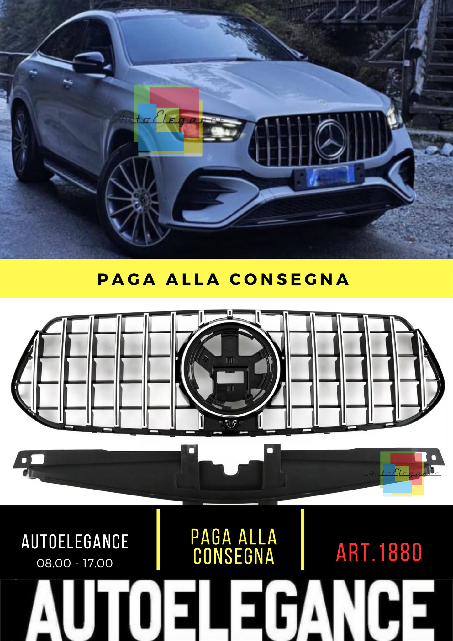 🔥Griglia sportiva CROMATA adatto per Mercedes V167 GLE RESTYLING (2023+) AMG🔥