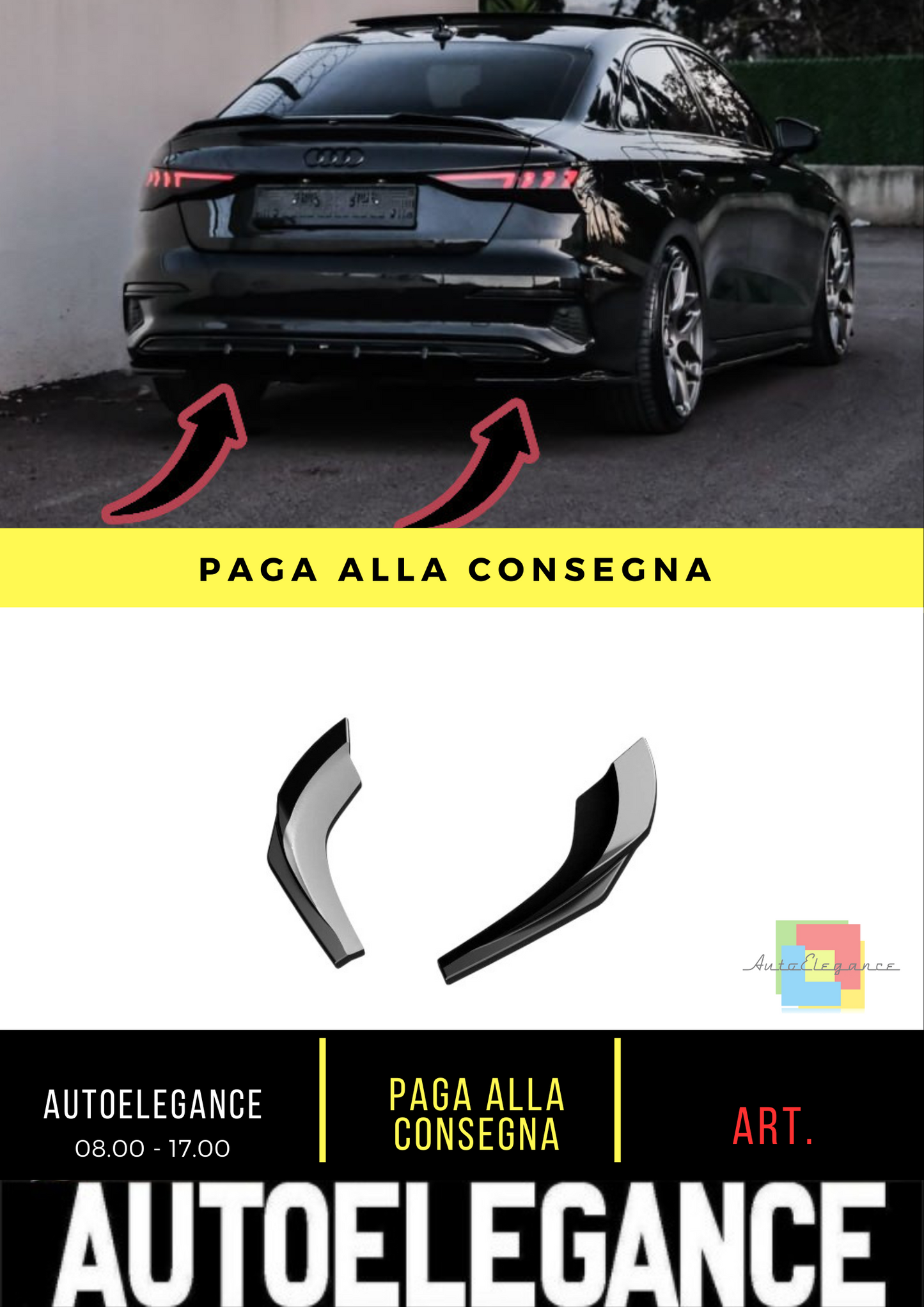 💎Divisori Laterali Posteriori Adatto Per AUDI A3 8Y Berlina/Sportback 20-24💎