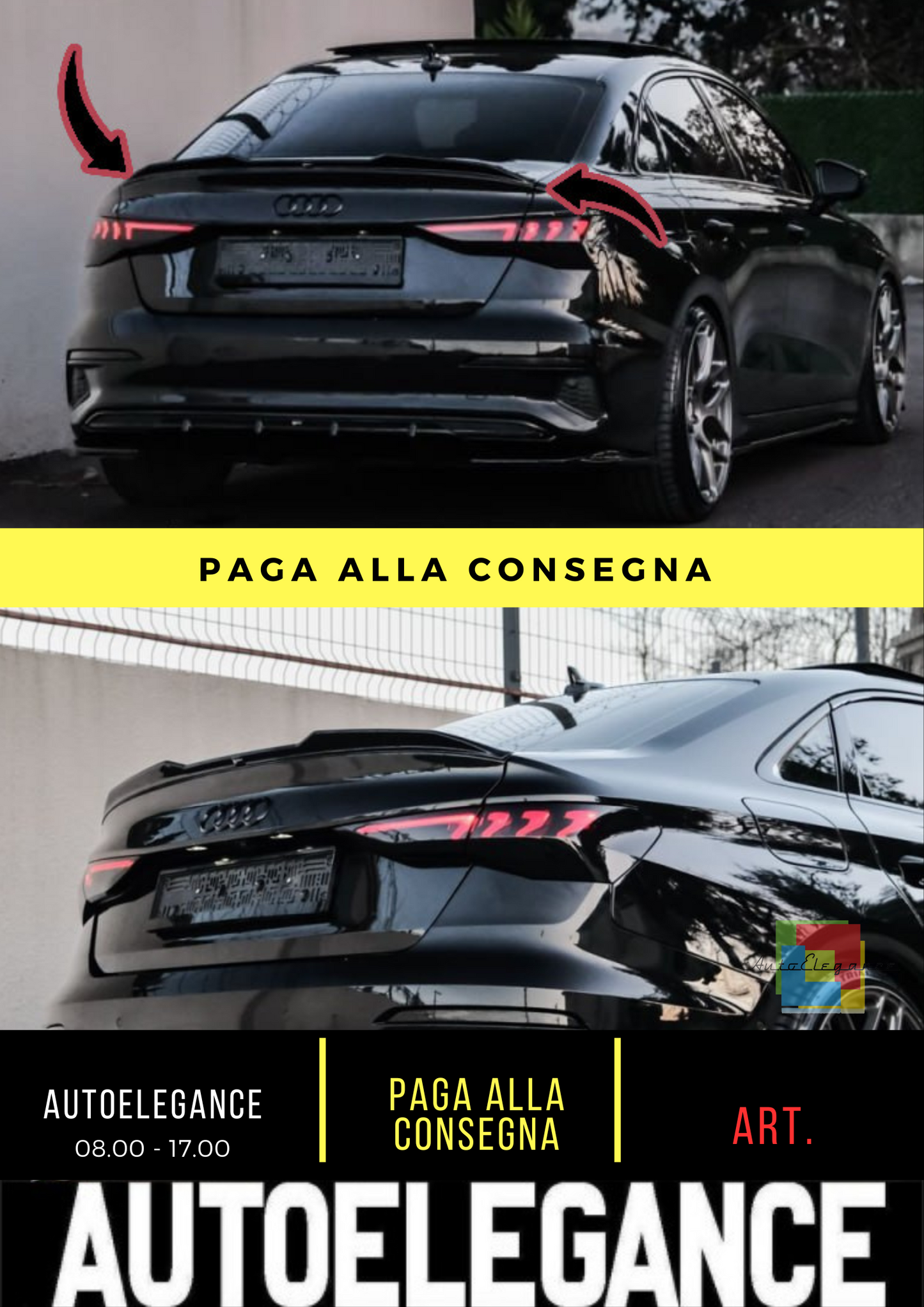 💎 Spoiler sul tetto Adatto Per AUDI A3 8Y Berlina/Sportback 20-24💎