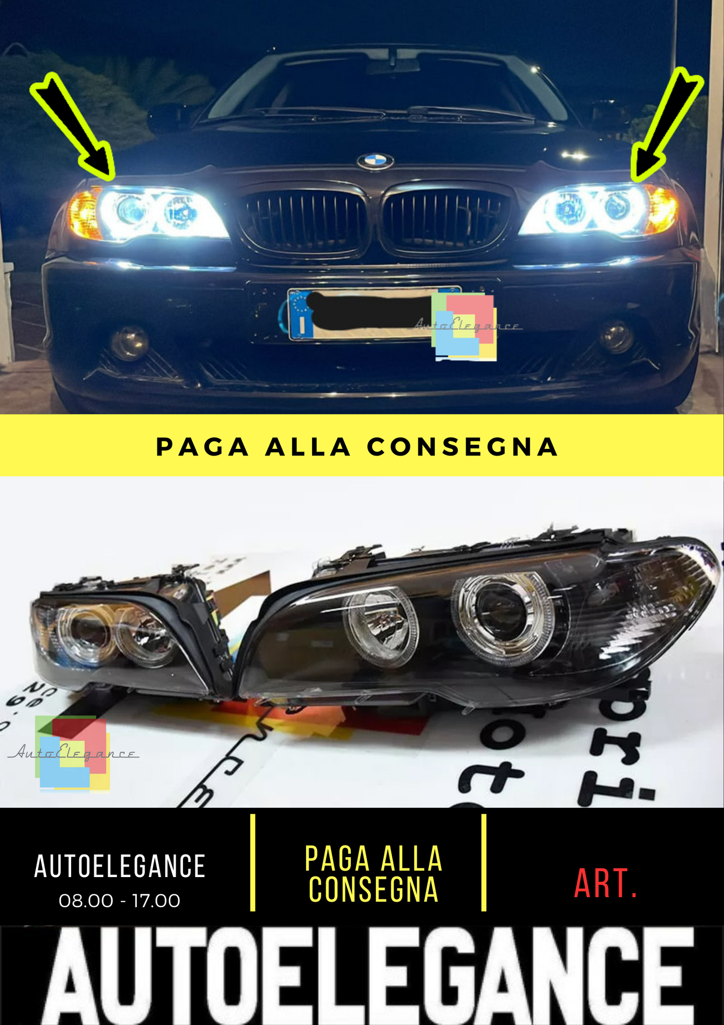 🔥 Coppia Fari adatto per BMW SERIE 3 E46 COUPE ANGEL EYES LED 2003-2006🔥