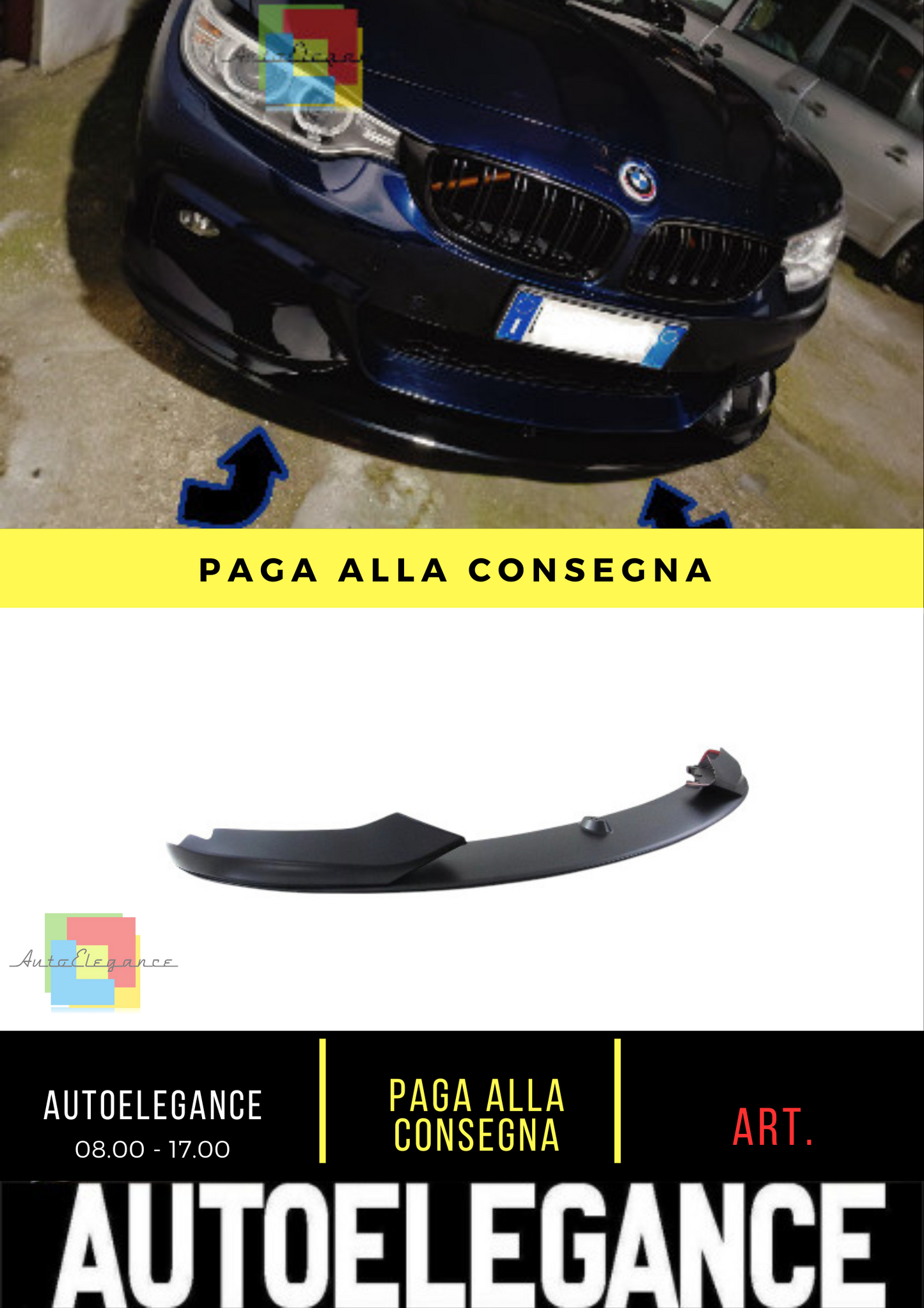 0198 FRONT SPLITTER SUITABLE FOR BMW 4 SERIES F32 F33 F36 M SPORT LOOK 
