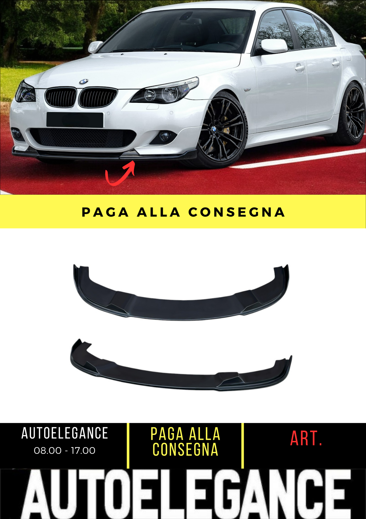 ✌️😎SPLITTER ANTERIORE ADATTO PER BMW SERIE 5 E60 E61 ABS😎✌️