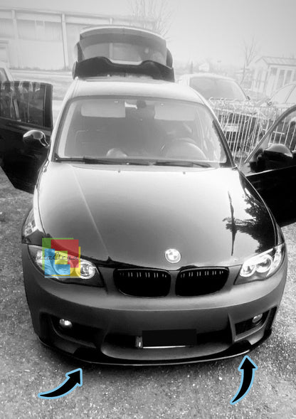 ❄️BMW SERIE 1 E81 E87 E82 E88 M1 SPLITTER PARAURTI ANTERIORE NERO LUCIDO LAMA❄️