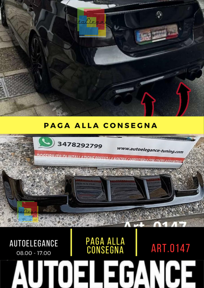 ⭐0147 DIFFUSORE ADATTO PER M5 TUNING LOOK BMW SERIE 5 E60 E61 03-07 NERO LUCIDO⭐