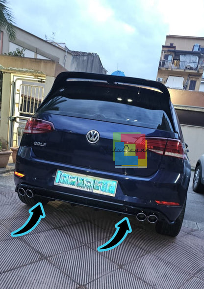 🔥0348 ADATTO PER VW GOLF 7.5 DIFFUSORE POSTERIORE LOOK QUATTRO TERMINALI🔥