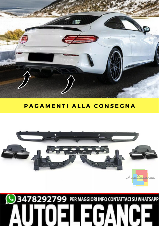 🔥Diffusore Posteriore Sportivo con Terminali di Scarico per Mercedes C C205 🔥