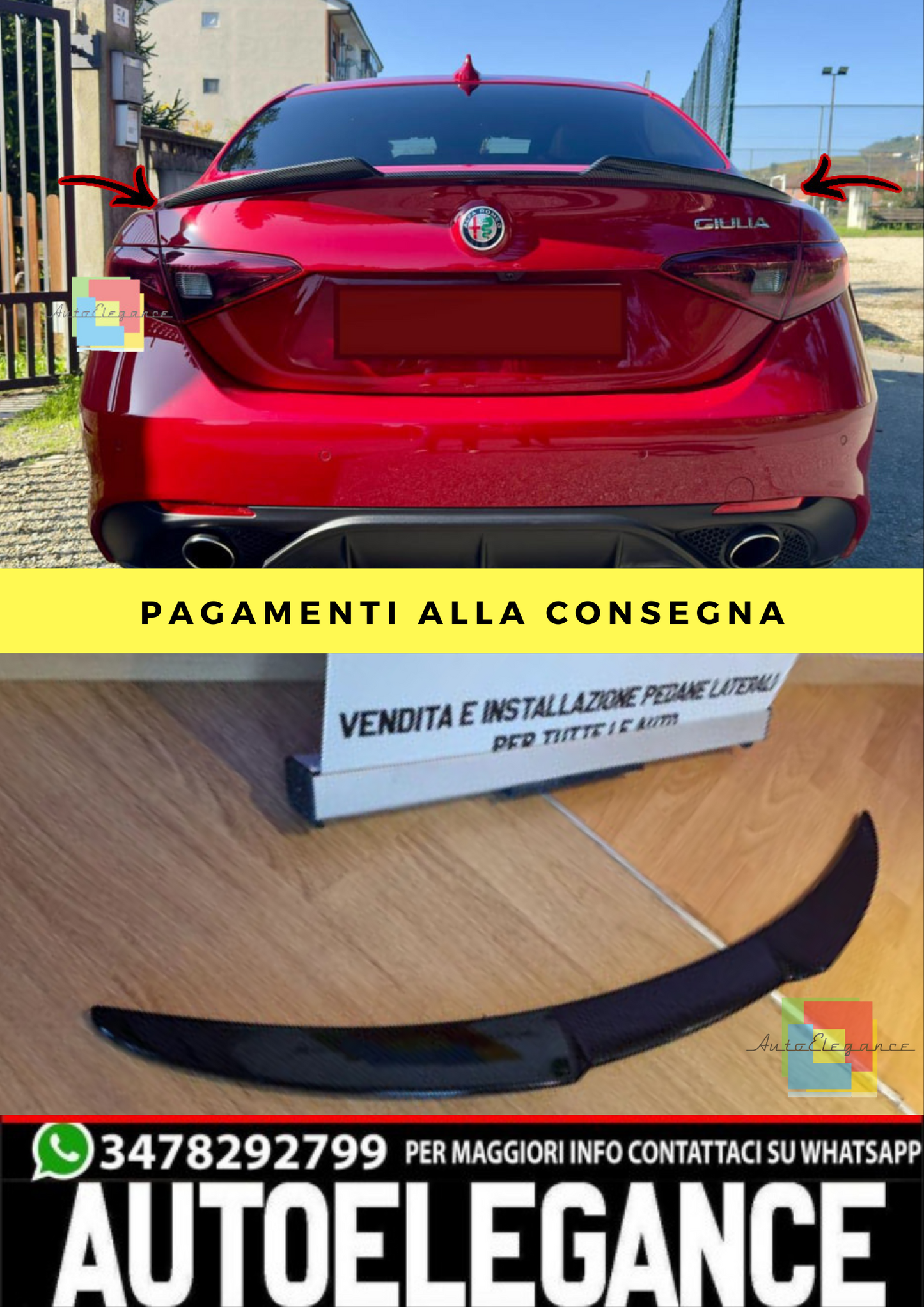 🔥SPOILER ADATTO PER ALFA ROMEO GIULIA 2015-2021 DESING SPORTIVO.🔥