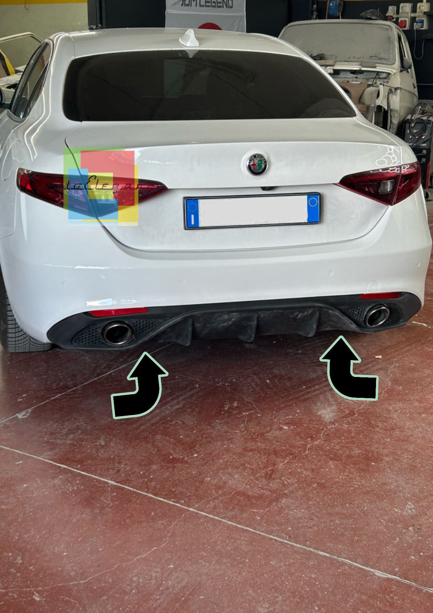 0222🔥SOTTO PARAURTI ALFA ROMEO GIULIA DIFFUSORE CON TERMINALI SINGOLI ABS🔥