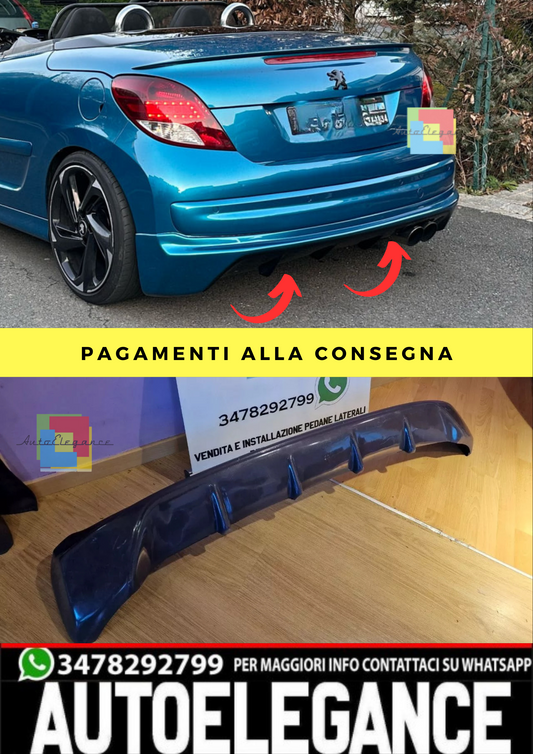 0600🔥DIFFUSORE DAM POSTERIORE PER PEUGEOT 207 ABS LOOK SPORTIVO TUNING🔥