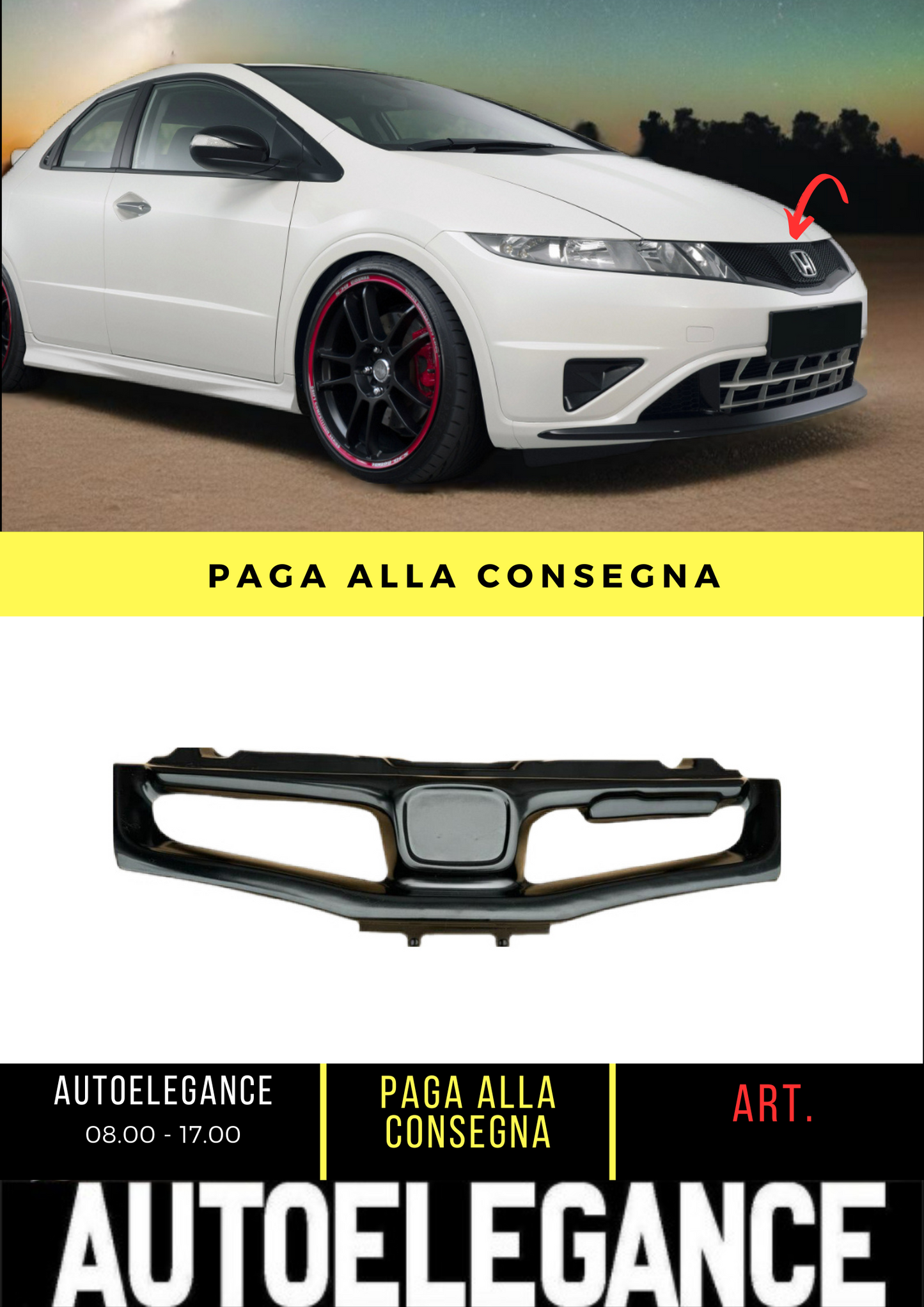 ✌️😎GRIGLIA ANTERIORE ADATTO PER HONDA CIVIC 2006-2011 ABS😎✌️