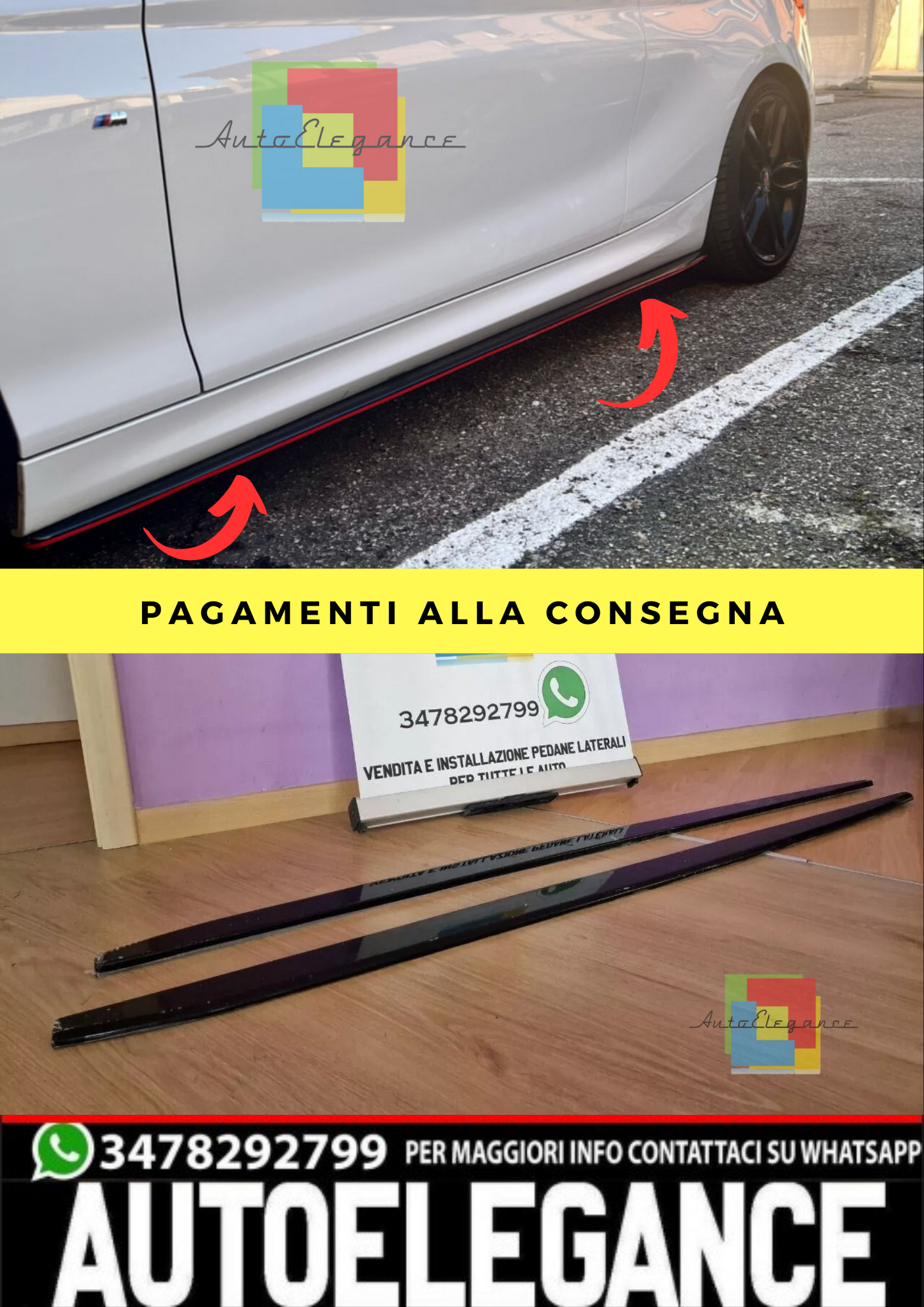 🔥0034 BMW SERIE 1 E87 E81 SPLITTER SOTTO MINIGONNE LATERALI SOTTOPORTA🔥