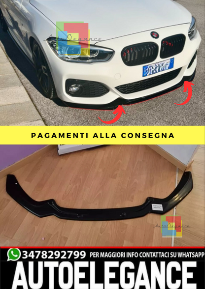 ⚡0563 SPLITTER SUITABLE FOR BMW 1 SERIES F20 F21 15-19 MSPORT LOOK GLOSSY BLACK⚡ 