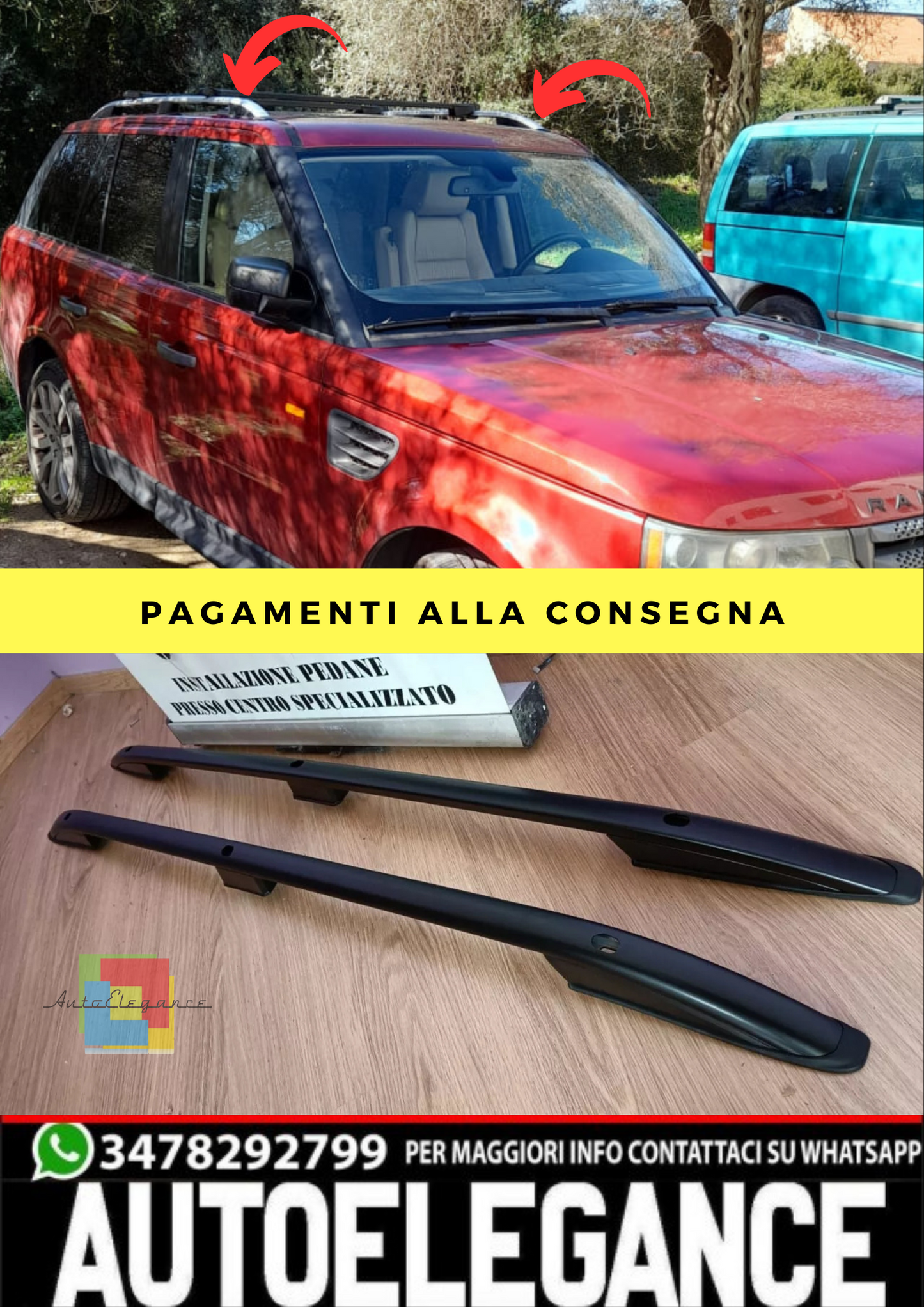 🔥0213 RANGE ROVER SPORT 2005-2013 BARRE SUL TETTO MANCORRENTI NERI PORTAPACCHI⭐