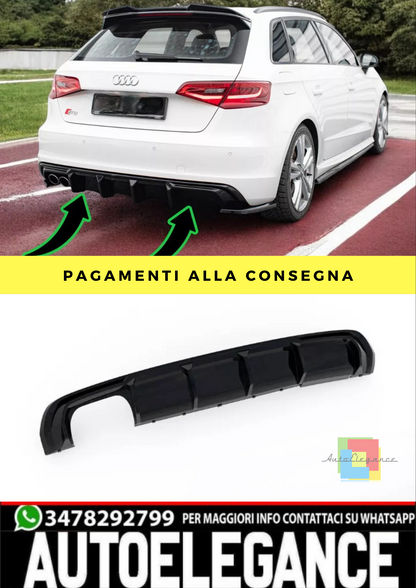 ⭐Audi A3 Sportback 8V Gloss Black Diffuser Double Endpipe Version⭐