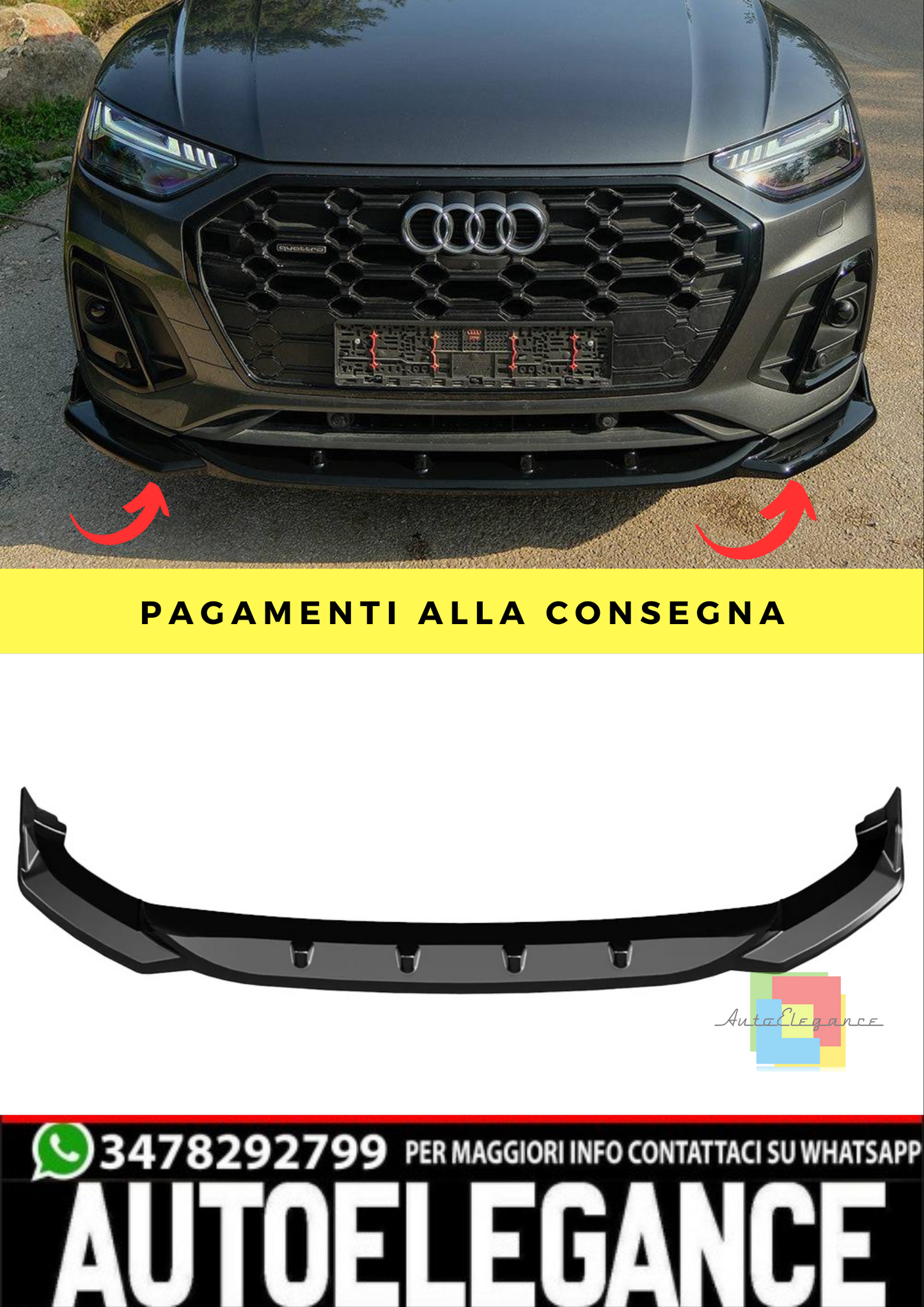 ✨Splitter adatto per AUDI SQ5 Q5 S-Line SUV/Sportback  Mk2 Facelift 20-24 ✨