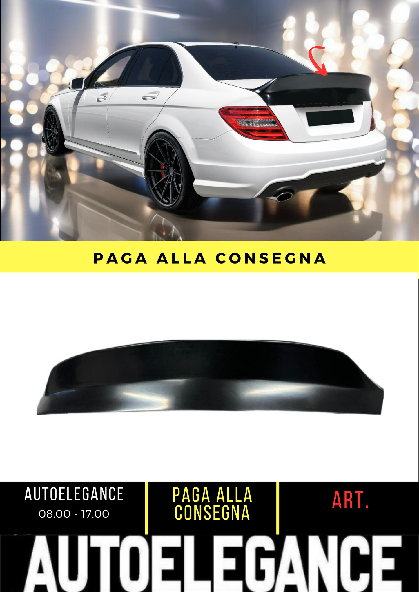 ✌️😎SPOILER POSTERIORE ADATTO PER MERCEDES CLASSE C W204 ABS😎✌️