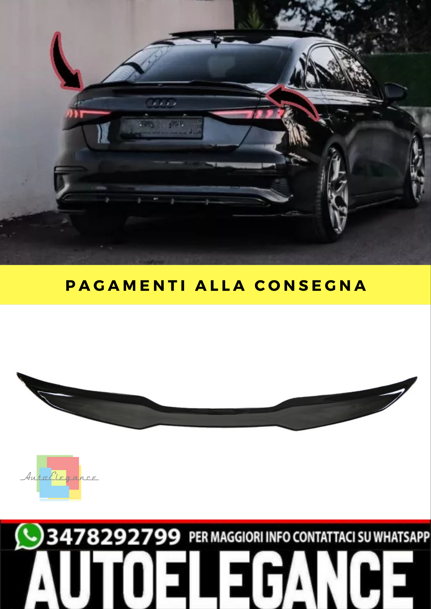 🔥Spoiler sul tetto Adatto Per AUDI A3 8Y Berlina/Sportback 20-24🔥