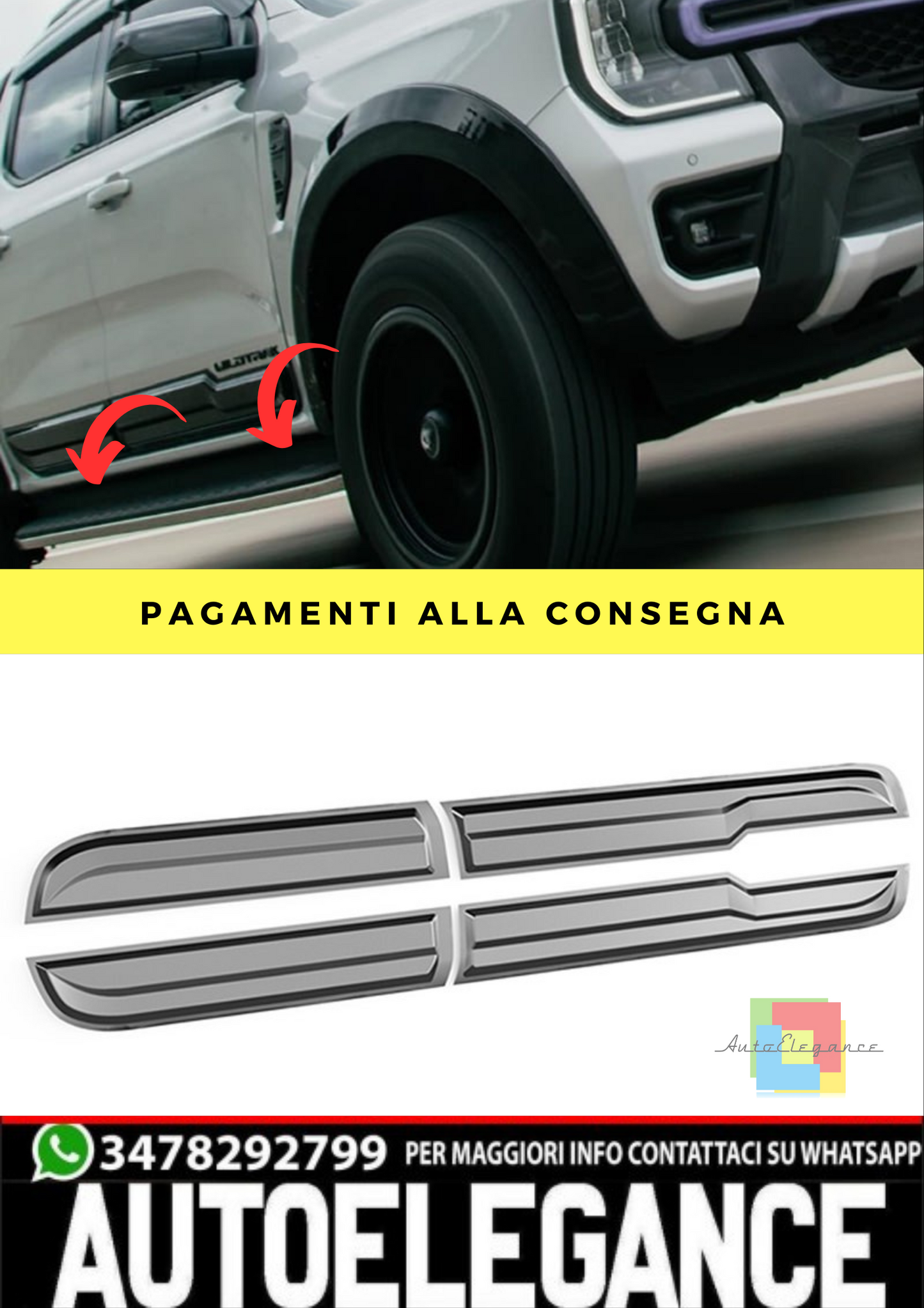 ❄️protezioni laterali adatto per Ford Ranger T7 2022+ - Door Clading Upper ❄️